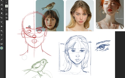 Quelques croquis rapides vous aideront à aborder ensuite le portrait proprement dit avec un peu plus de légèreté.