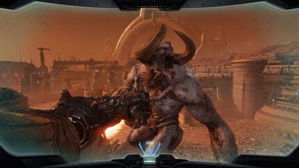 The Atlan mech controls like an even more cumbersome version of the Doom Slayer, just with even more oomph.