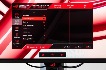 The Uniform Brightness option is a key benefit of all Asus OLEDs. Disabling it increases the maximum brightness in most situations, which is useful in bright rooms.
