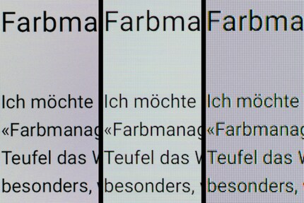 OLED with 166 ppi (left) vs. 140 ppi (centre) vs. 108 ppi (right).