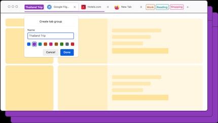 Mit Tabgruppen organisierst du deine offenen Tabs nach Themenbereichen.