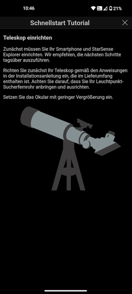 The finder scope and StarSense are set up after just a few minutes.