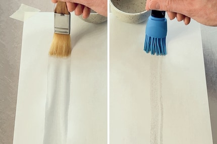 Comparaison de l’efficacité des pinceaux en poils naturels et en silicone.