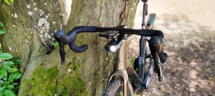 On the road with Garmin’s Varia Vue front light attached to my new Gran Turismo GR X from Bixs.