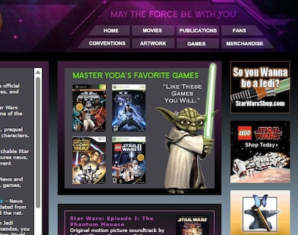 So sieht die Startseite von starwarsweb.net aus.