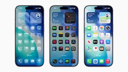 Ecco come appare il nuovo iOS - All Clear (a sinistra), in Dark Mode (al centro) e normale (a destra).