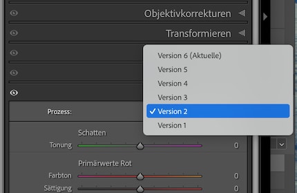 In «Calibrazione» seleziono il processo con cui Lightroom deve lavorare.