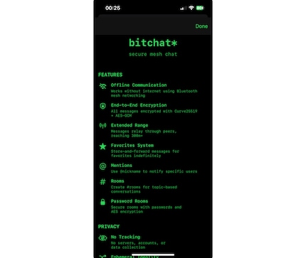 Telles sont les principales fonctions de Bitchat
