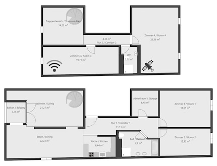 Mon appartement comprend le premier et le deuxième étage d'un immeuble du 14ème siècle. 