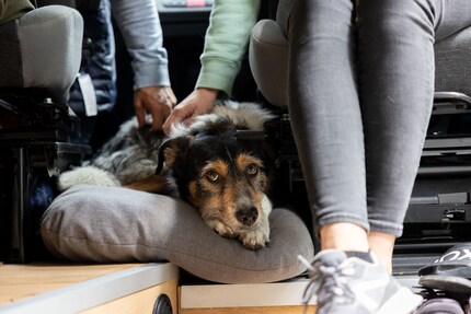 Ari in his mobile home: the camper van.