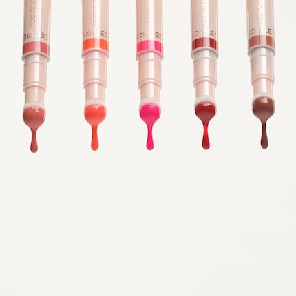 Von links nach rechts: 10 Bae Watch, 20 Gloss Angeles, 30 Palm Punch, 40 Crimson Crush, 50 Drenched Drama.