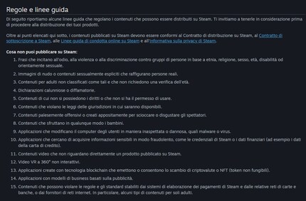 La 15a regola è una nuova aggiunta alle linee guida di Steam.