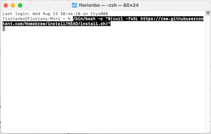 This command loads and starts the official install script for Homebrew.