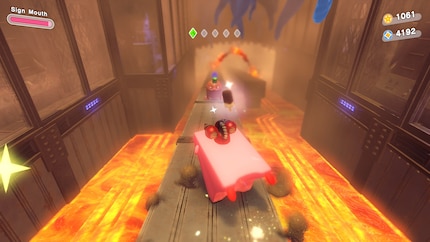 En traîneau Kirby, je descends dans le volcan.