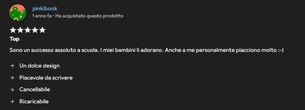 Una recensione positiva riassume magnificamente i vantaggi delle penne Legami.