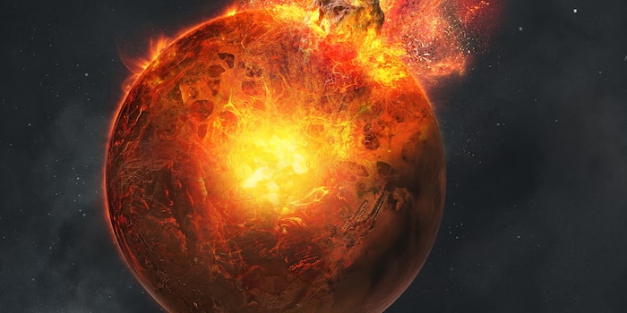 Vadim Sadovski / Imperial College London / A giant collision in Mars' early history (detail) Vadim Sadovski / Imperial College London / A giant collision in Mars' early history (detail)