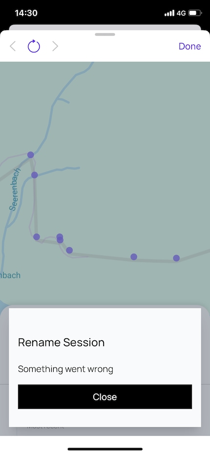 Nach der Session sollte ich sie umbenennen und runterladen können – beides funktioniert auf meinem iPhone X nicht.