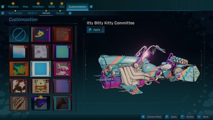 Ik kan de wapens, mijn eigen uiterlijk of zelfs het ontwerp van de motor aanpassen.