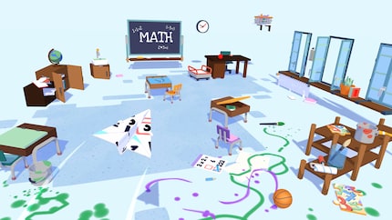 Het klaslokaal verandert in een speeltuin.