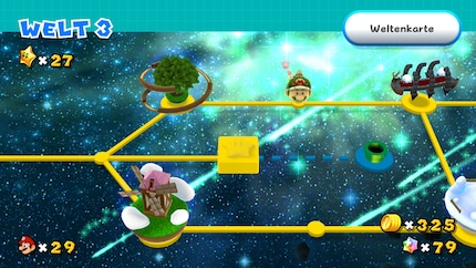 Anche la selezione dei livelli in «Galaxy 2» ricorda Mario in 2D.