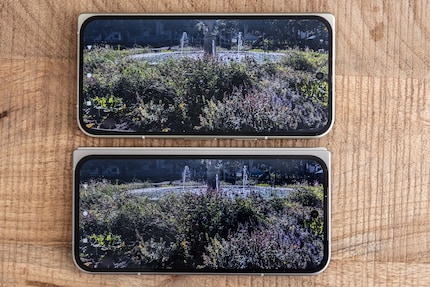 The display of the Pixel 10 Pro Fold (above) is a tad larger and brighter.