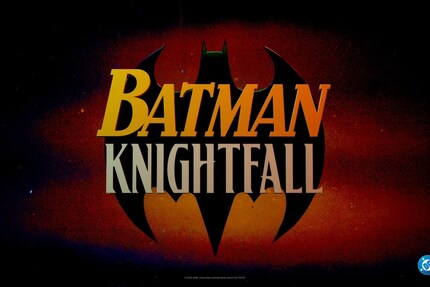 Le logo du projet d'animation de DC «Batman : Knightfall» dévoilé au Comic-Con de New York.