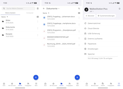 Die BeeFiles-App erinnert an Google Drive und andere Datenspeicher.