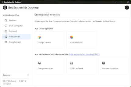 Über die Desktop-App der BeeStation ist ein Fototransfer möglich, aber die Bilder auf dem NAS bekommt man nicht zu sehen.