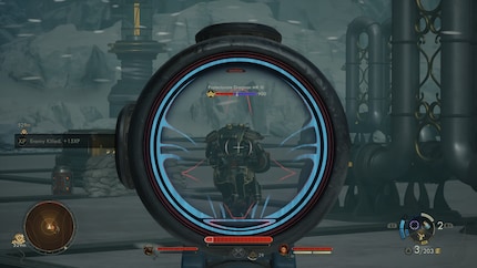 Mit dem Sniper-Gewehr knalle ich alle Feinde ab, bevor ich mich einer gegnerischen Bastion nähere.