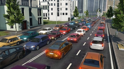 Ein häufiges Phänomen in meinem «Transport Fever 2»-Late-Game: schwer regulierbarer Stau.