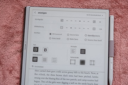 Für den besten Lesekomfort habe ich einige Einstellungsmöglichkeiten.