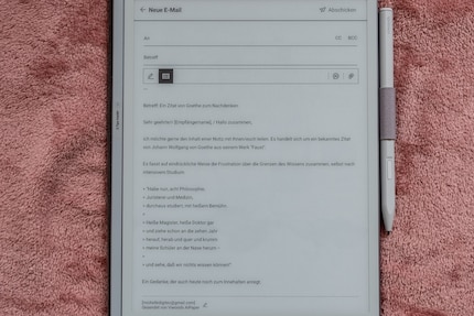 Den E-Mail-Vorschlag aus meinen handschriftlichen Notizen kann ich direkt in der Mail bearbeiten und versenden.