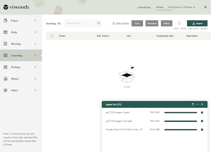 Über ViTransfer kann ich Dateien mit meinem Gerät synchronisieren.