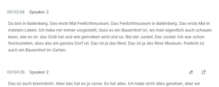 Einschübe anderer Personen wurden bei Speaker 2 angefügt und viele Worte falsch transkribiert.
