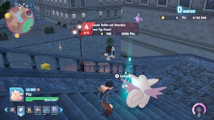 Nachts ist in Illumina City einiges los. Kampflustige Turnier-Teilnehmende füllen die rot markierten Kampfsektoren.