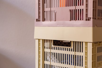 Jede Aufbewahrungsbox hat zwei freie Felder für Beschriftungen.