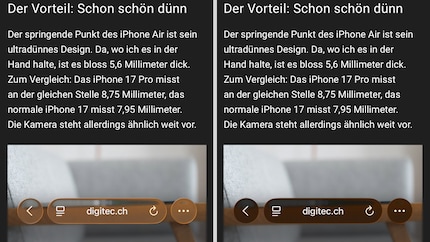The coloured design (right) improves legibility. For me, the option remains activated from now on. However, you won't see much of the glass look anymore.