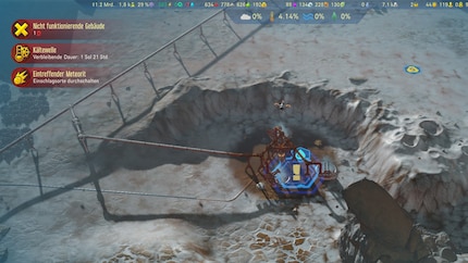 Volltreffer: In wenigen Sekunden wird ein Meteorit in meine Hauptwasserversorgung einschlagen und sie zerstören. Yay. (Grüße vom Originalspiel vor ein paar Jahren)