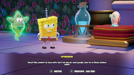 Meine Lieblingsschnecke ist auch dabei. Ich hüpfe vor Freude, Spongebob ausnahmsweise nicht.