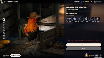 Scrappy wartet in der Basis auf mich und hat immer ein paar Ressourcen für mich dabei. Woher, will ich lieber nicht wissen.