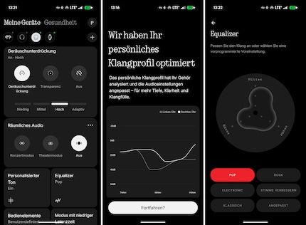 Niets X: De startpagina van de Headphone Pro, gepersonaliseerde audio en equalizer.
