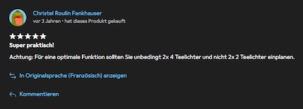 Regelmässig wird empfohlen, einfach mehr Teelichter zu verwenden.