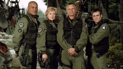 Das Team aus den frühen Staffeln von «Stargate SG-1»: Teal’c, Samantha Carter, Jack O’Neill und Daniel Jackson.