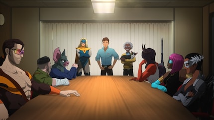 Besprechungsrunde mit dem Z-Team: Robert versucht, Ordnung in ein chaotisches Ensemble zu bringen.