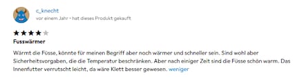 Nicht alle finden die Temperatur des Fusswärmers ausreichend.