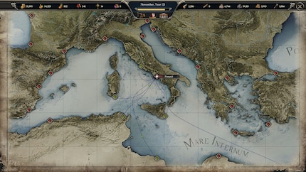 Nach und nach baue ich Handelsbeziehungen zu Hafenstädten im Römischen Reich auf.