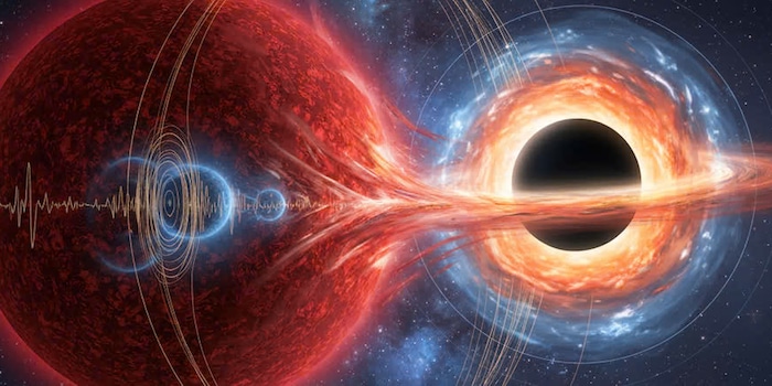 ESO/L. Calçada/Space Engine (créé avec IA) ; photo de presse de Hey, D. et al. : Asteroseismology of the Red Giant Companions to Gaia BH2 and BH3. The Astronomical Journal 170, 2025