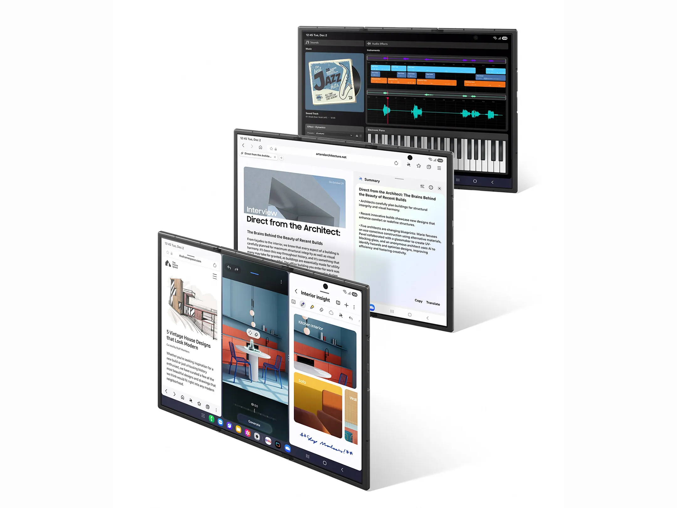 Multitasking und große Ansichten wie auf einem Tablet.