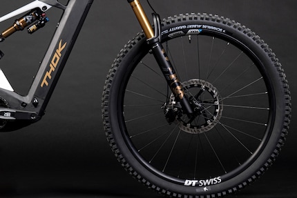 Die auffällige, goldene Kashima-Lackierung an Gabel und Dämpfer der Limited Edition des TP4.