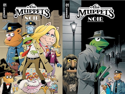 Two of the cover variants for «The Muppets Noir».